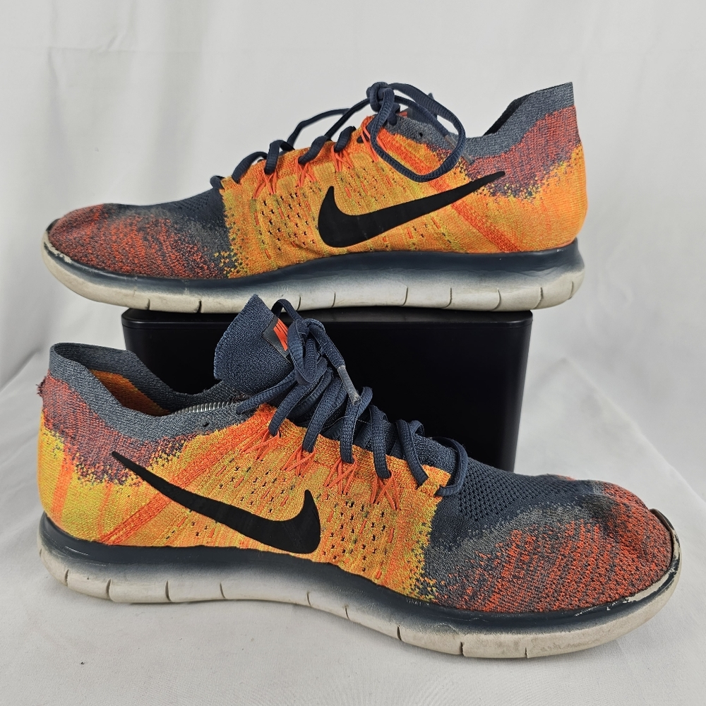 Nike Free RN Flyknit 2017 Men's Running Shoes Orange Grey 880843-401 Size 13 - Picture 3 of 9